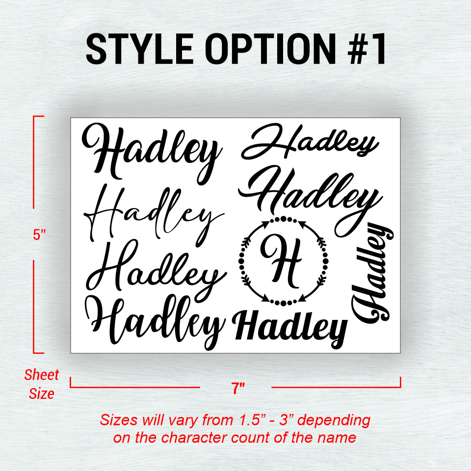 Custom Name Vinyl Decals Labels 5×7 Sheet for Back to School