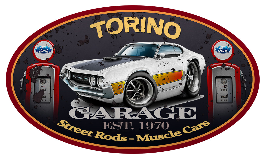1970 1971 Ford Torino Fastback Garage Sign Wall Art Graphic Sticker