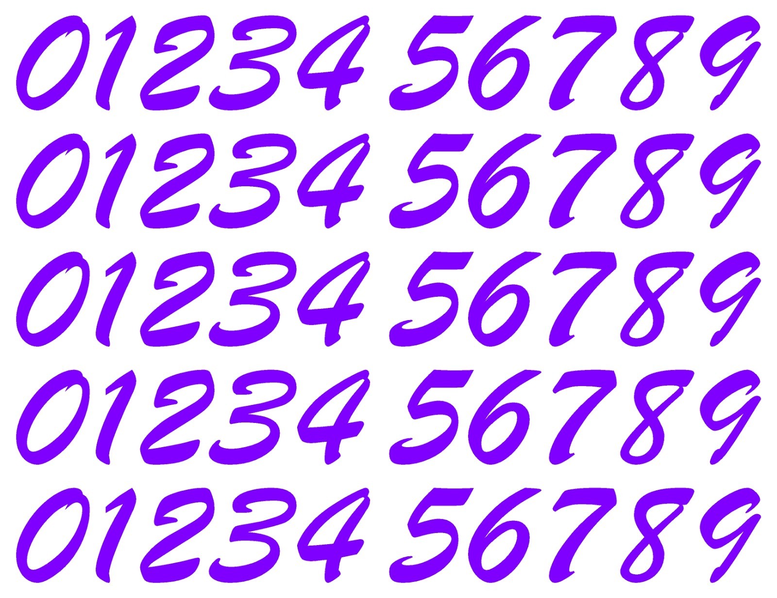 0 1 2 3 Numbers Script Die Cut Vinyl Decals Waterproof Many Colors and Sizes