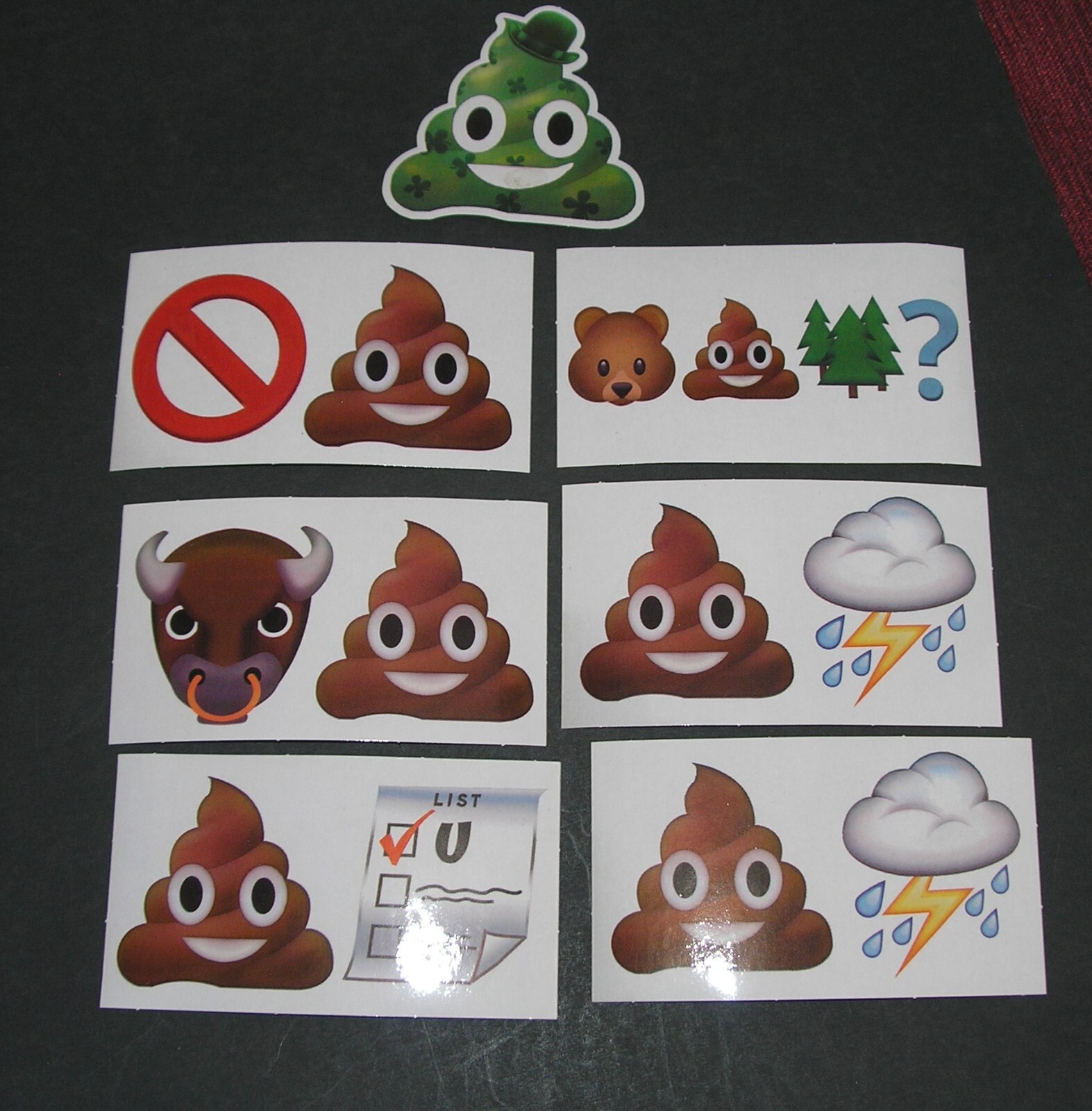 Lot of 7 -POO POOP Emoji Sticker / Decal
