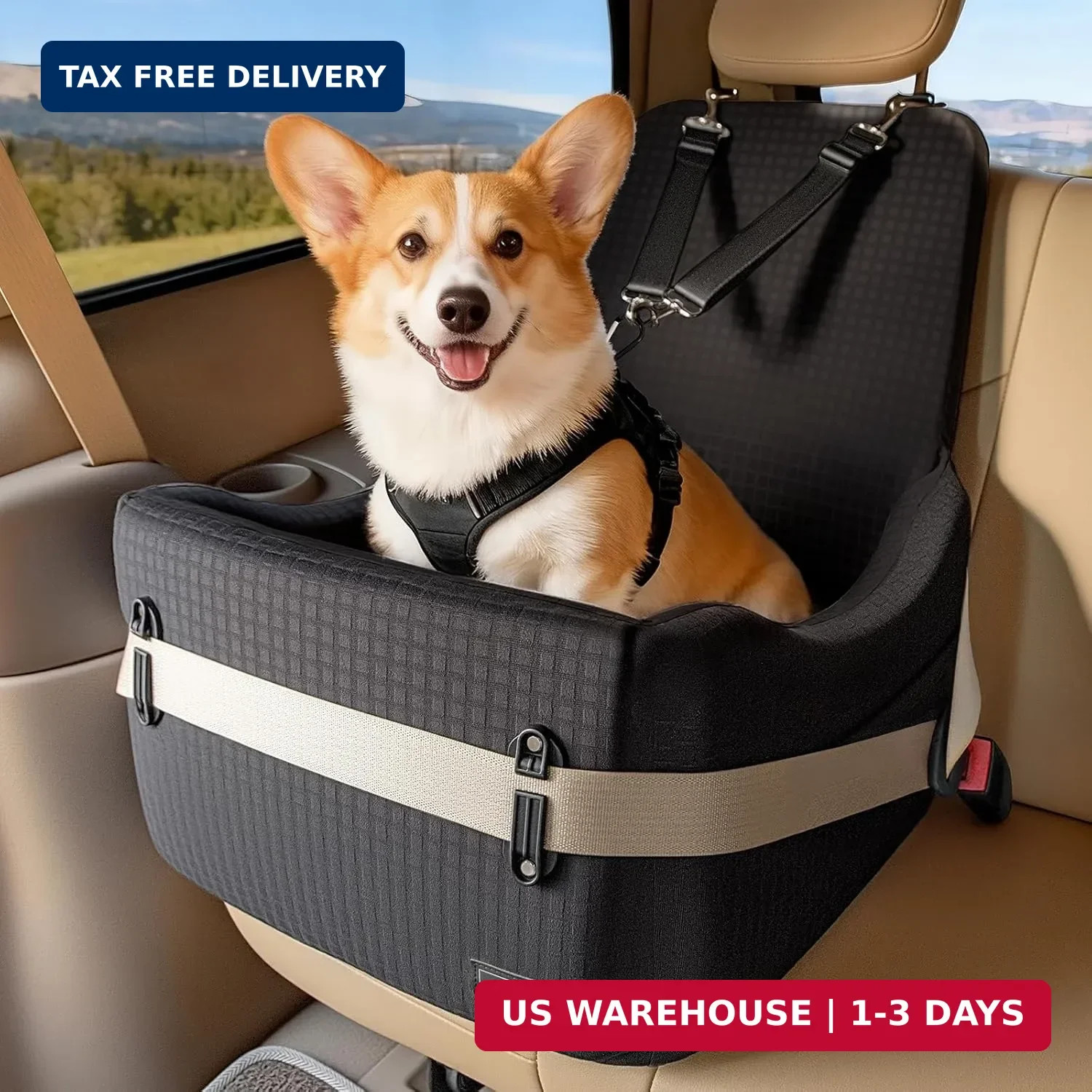 Dog Booster Car Seat for Small/Medium Dogs up to 35 lbs 5" Memory Foam Pet Seat