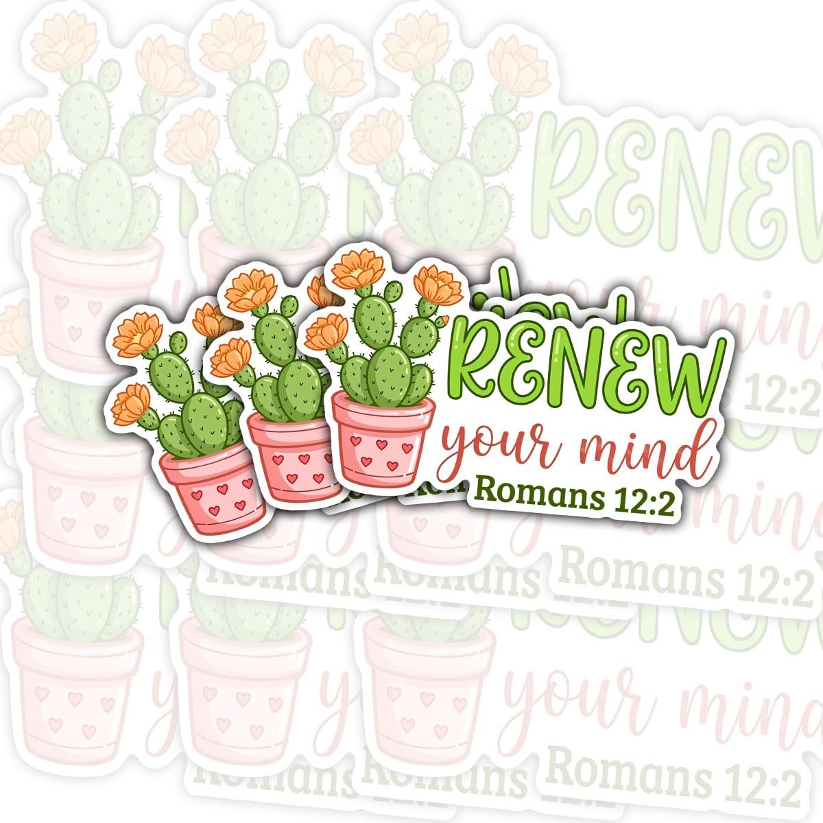 3 Pcs Renew Your Mind Sticker, Christian Bible Verse Romans 12:2 Stickers, Faith