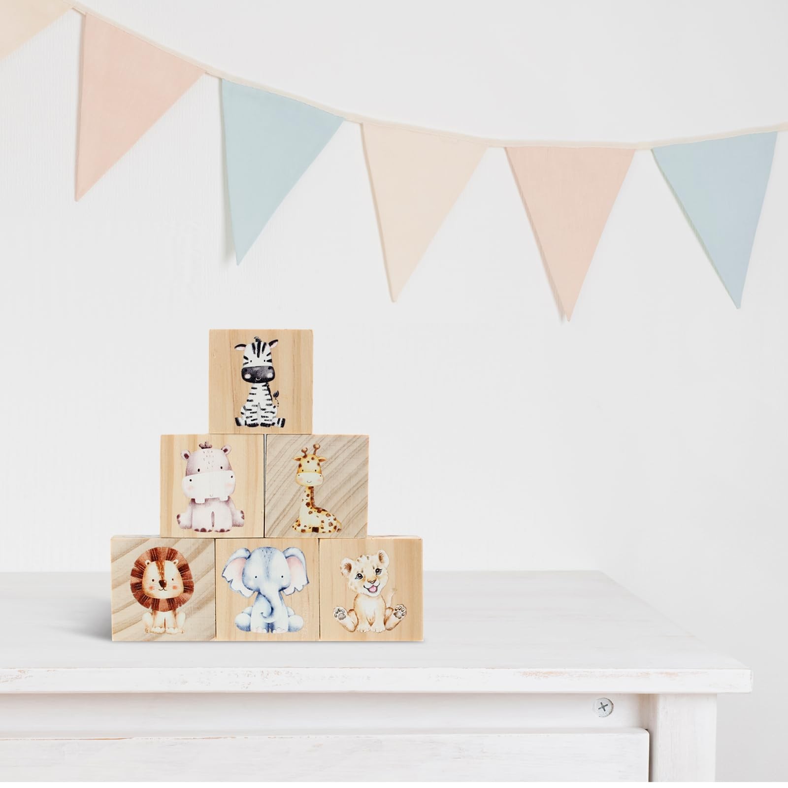 6 Pcs Nursery Decor for Girls and Boys Nursery Decor Watercolor Shelf Decorat…