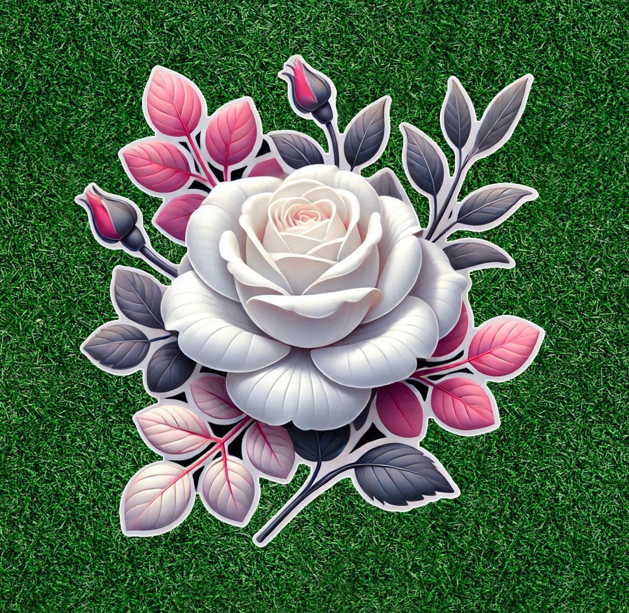 Beautiful white rose vinyl sticker decal – many sizes available