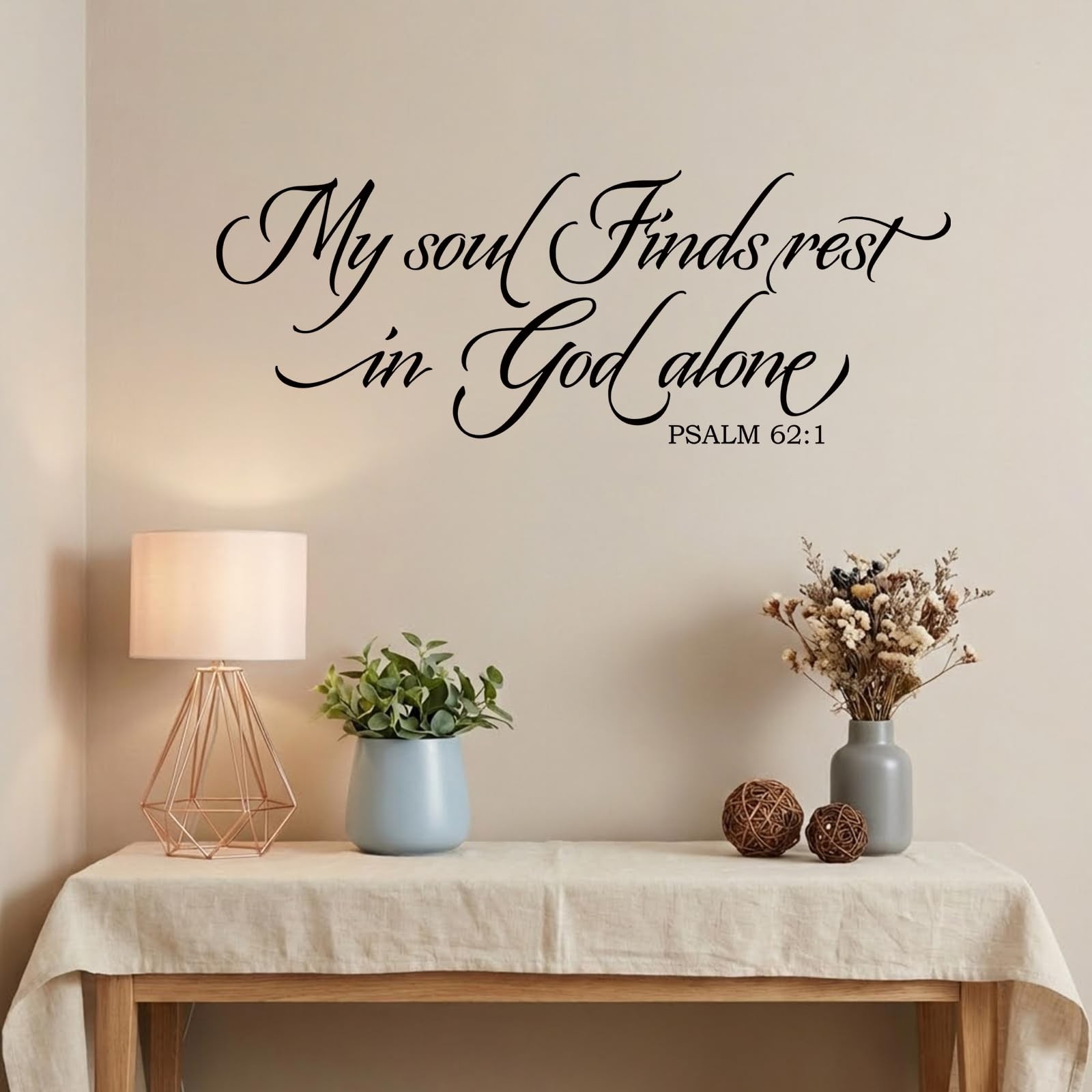 Bible Verse Wall Decal, Psalm 62:1, Black, Vinyl, Typographic, Rectangular, I…