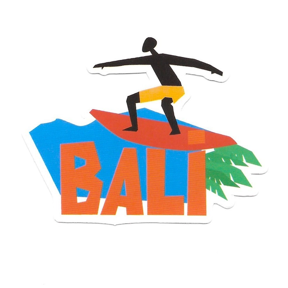 Bali Surfer Vinyl Sticker Indonesia Surf Decal Tropical Beach Travel Souvenir