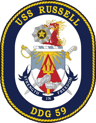 DDG-59 USS Russell Badge Sticker Decal