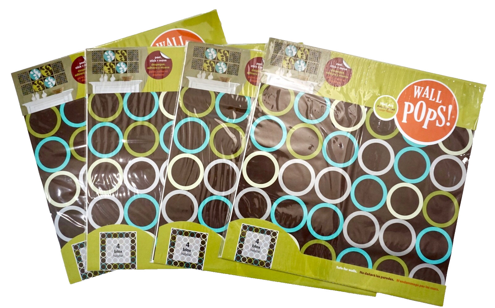 Brewster Wall Pops, Peel & Stick Removable Wall Art, 4 Packs of 4 Pops, 16 Total