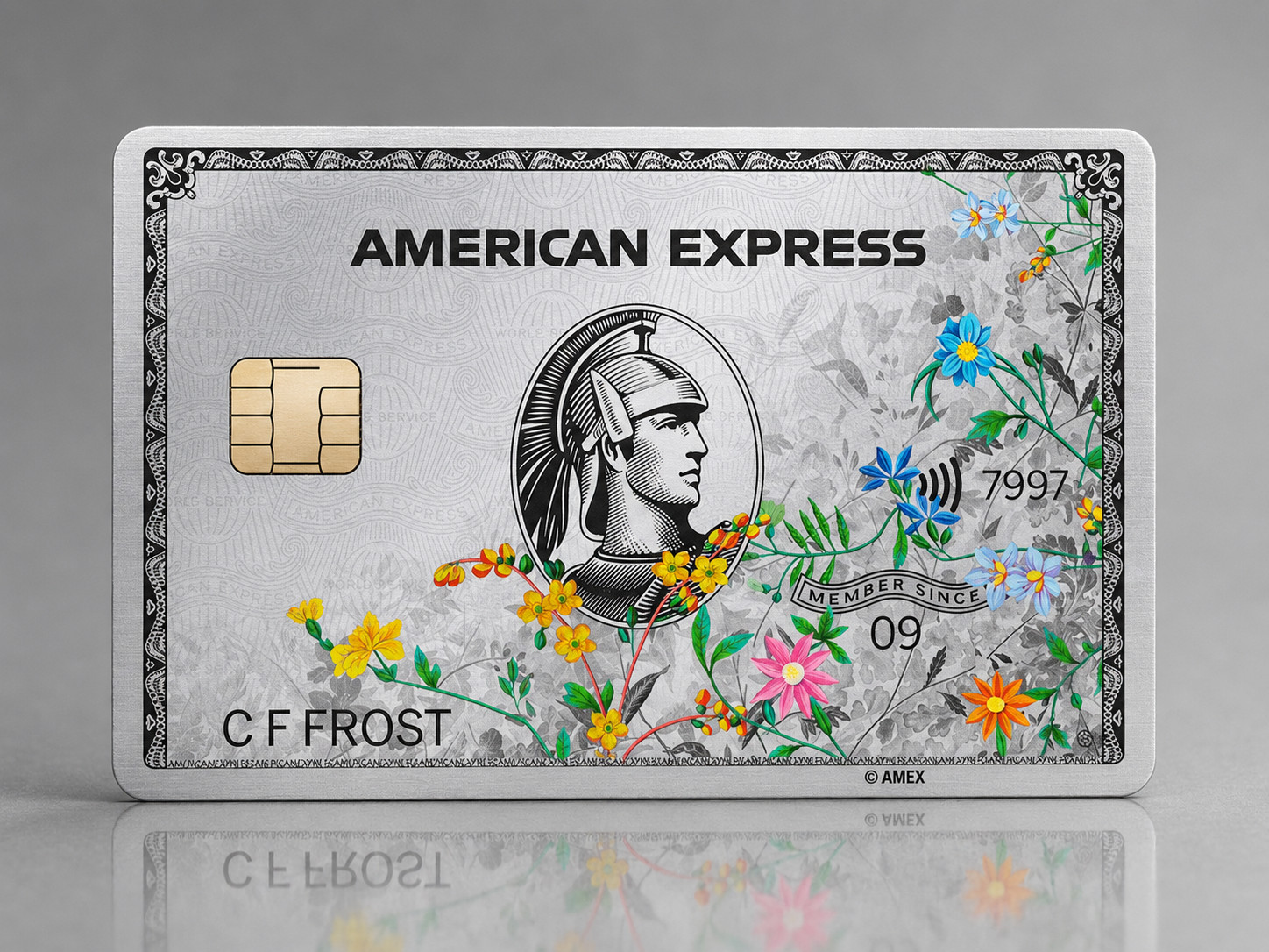 Platinum Floral Art American Express Luxury Card Debit Card Credit Card Skin