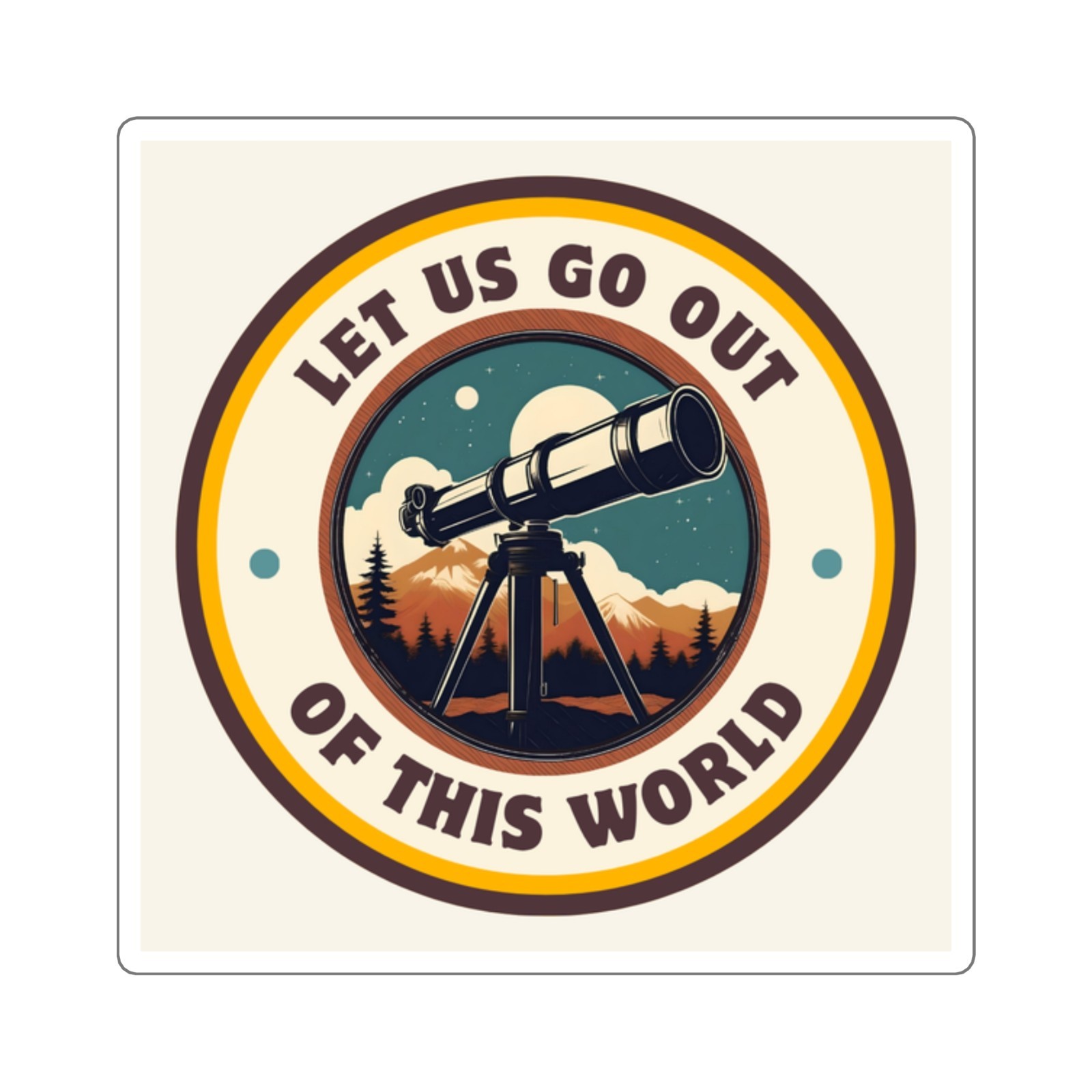 Space Stars Telescope Sticker 3×3 Vinyl Sticker