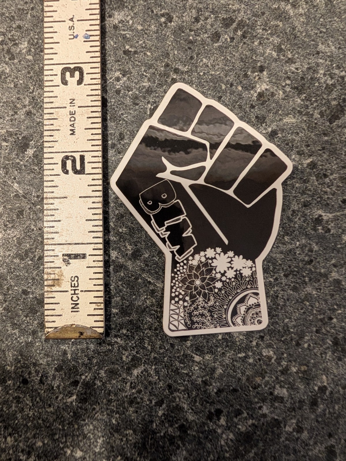 3in BLM Black Lives Matter Fist Vinyl Sticker Fist with Flowers