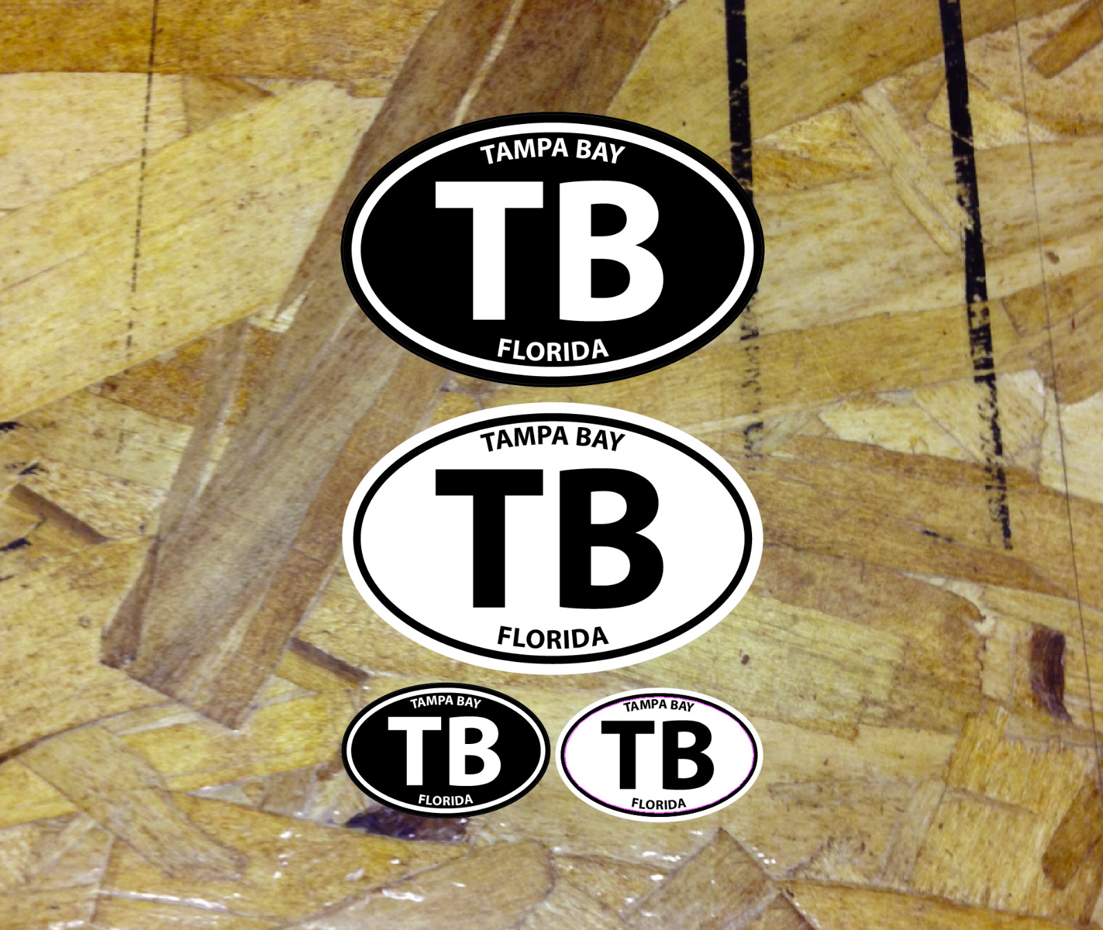 TB Tampa Bay FL Florida Oval Bumper Sticker Decal 4 for 1 – 3.8"
