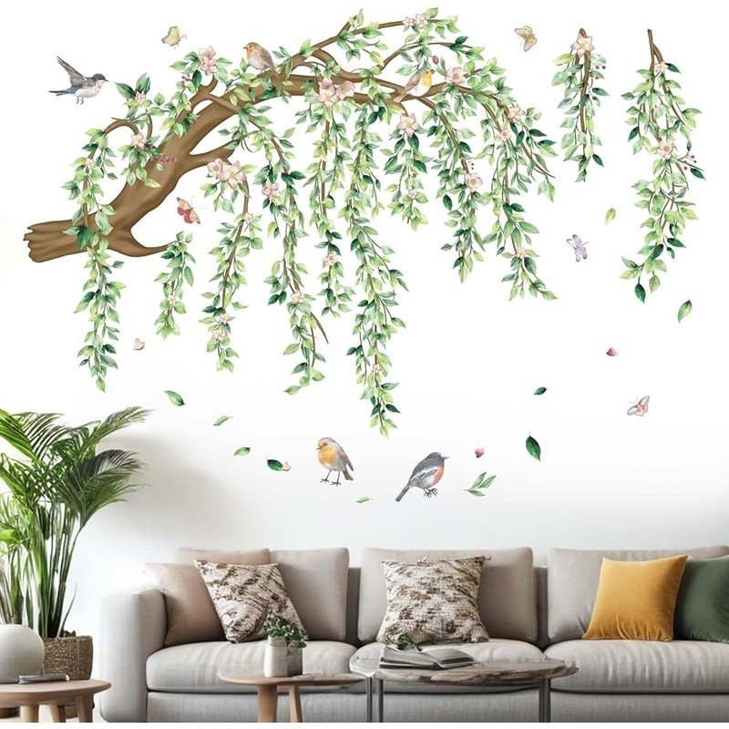 Birds Floral Wall Stickers Removable Waterproof Self Adhesive Home Decor 4 Pack