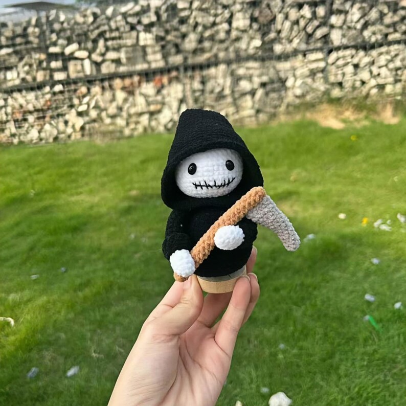 Halloween Crochet Death Car Hanging Ornament Handmade Spooky Decor