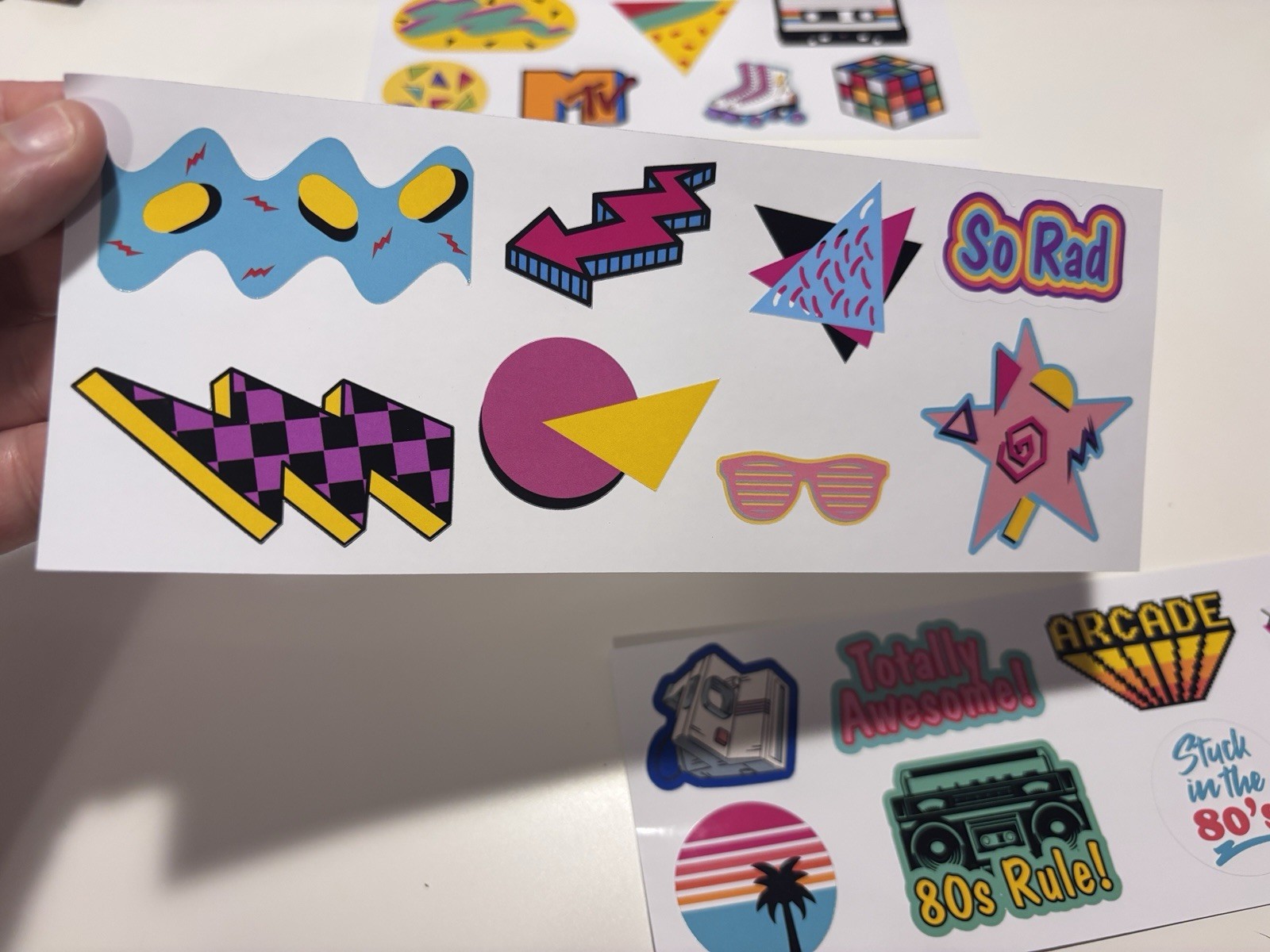 80's Themed Sticker Sheets, Retro 1980's Pop Culture Art, 80's Neon Aesthetic