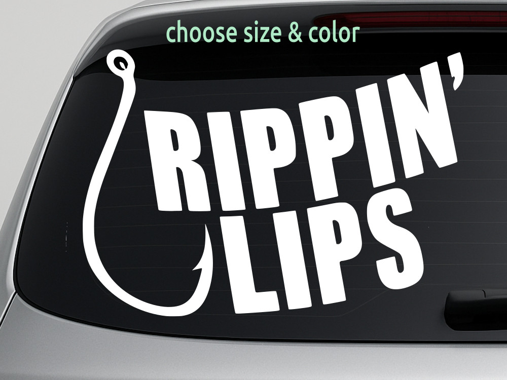 RIPPIN LIPS FISH HOOK FISHERMAN Vinyl Decal Wall Truck Sticker CHOOSE SIZE COLOR