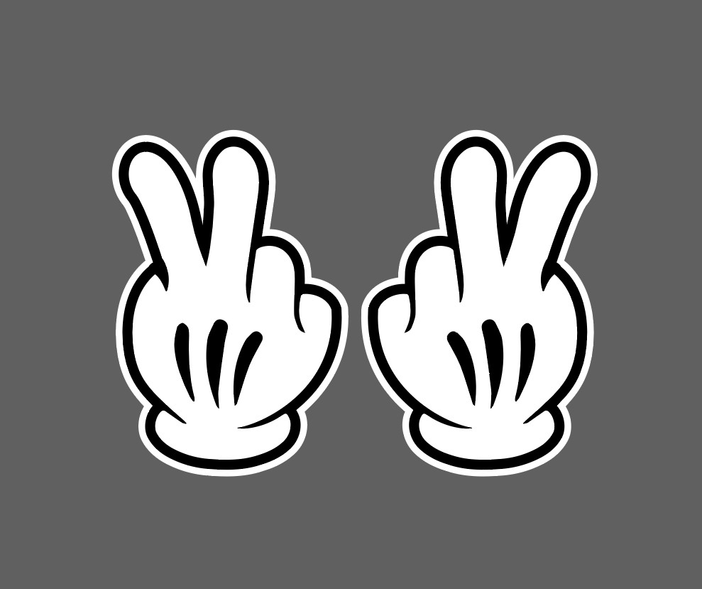 Mickey Mouse Hands Peace Hand Fingers Vinyl Decal Sticker – 2 for 1 – 4"