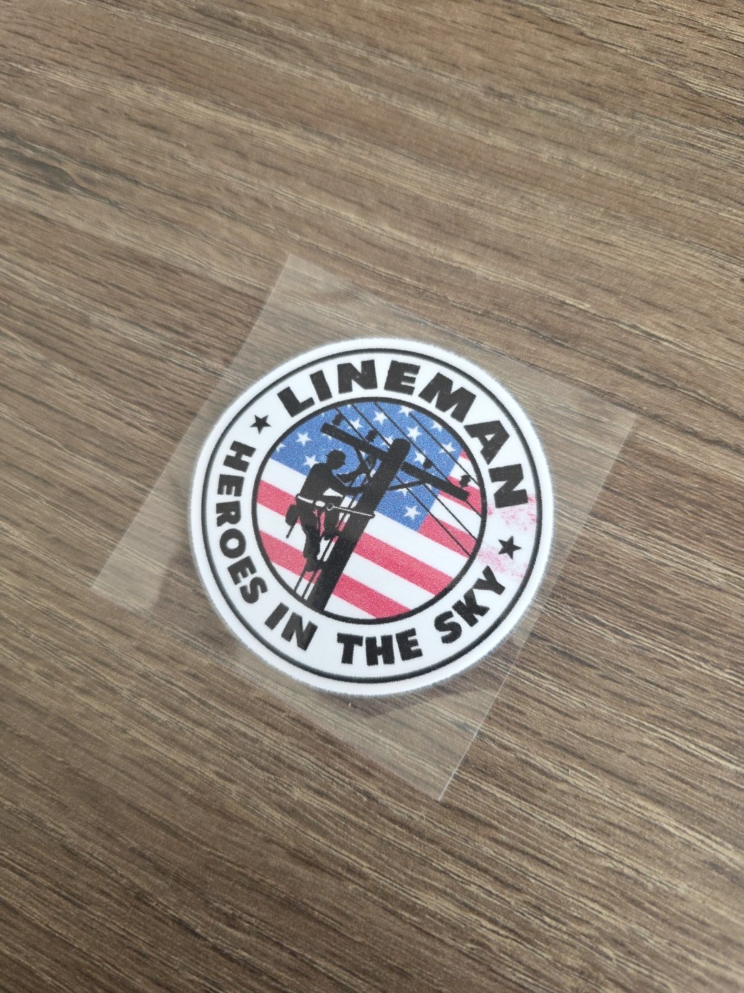 Funny Hardhat Laptop Vehicle UV DTF Decal Sticker Waterproof Lineman Hero