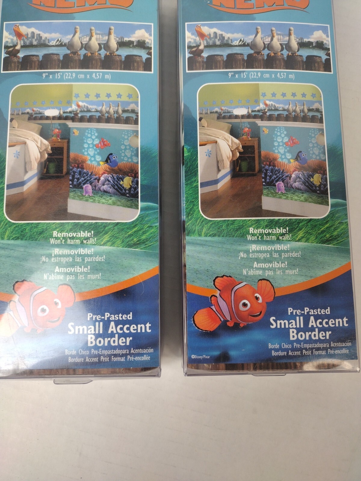 2 Pack Finding Nemo VTG Self-Stick Wall Border 9" x 15' Nursery Kids Room- NEW