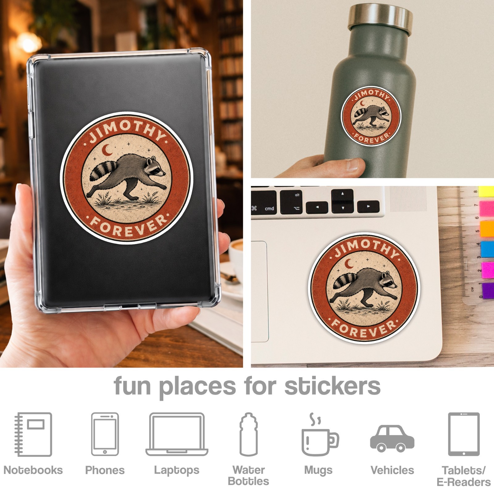 Jimothy Racoon Sticker Funny Meme Racoon Trendy PNW Wildlife Seattle Stickers