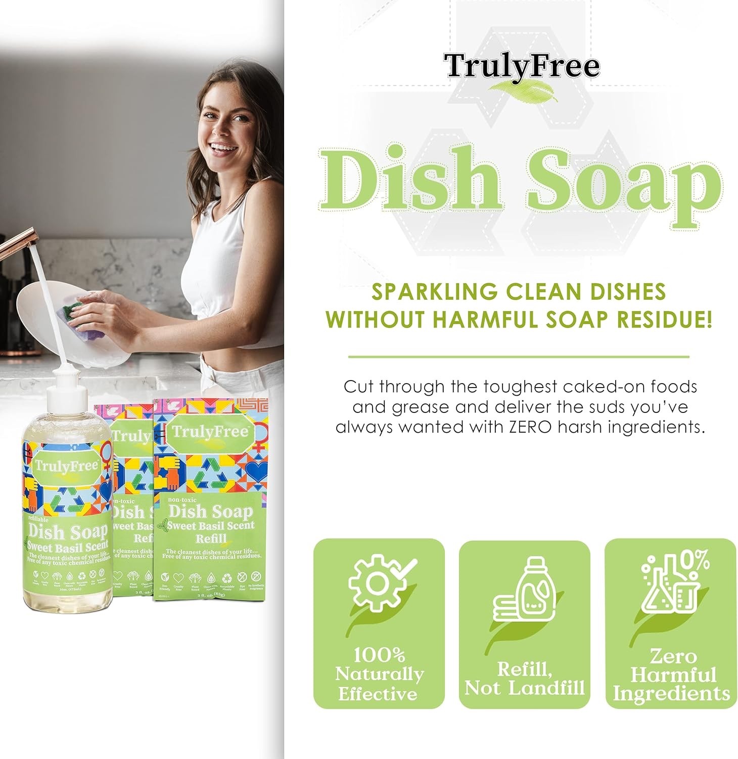 Truly Free Non Toxic Dish Soap | Natural Concentrated Dishwashing Liquid – Sweet