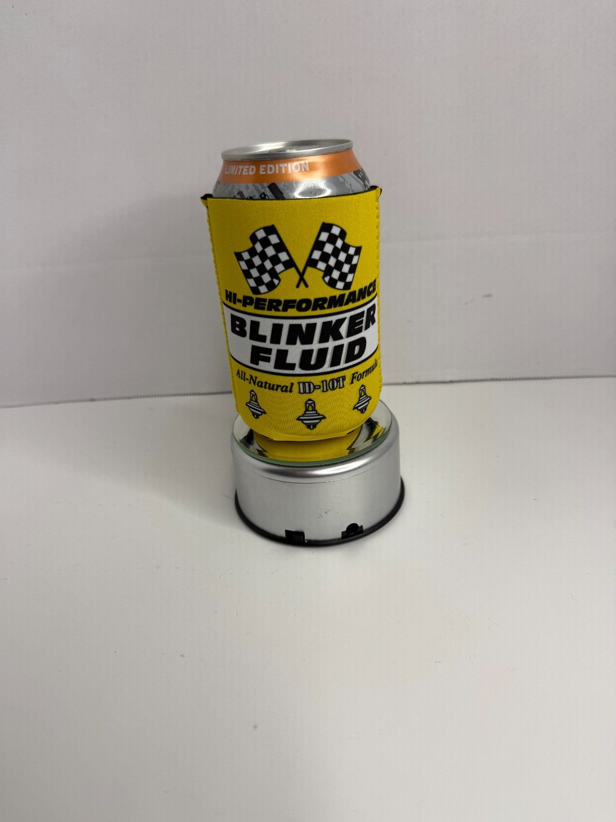 Blinker fluid gag gift pop beer can koozie cooler river camping kayaking fishing