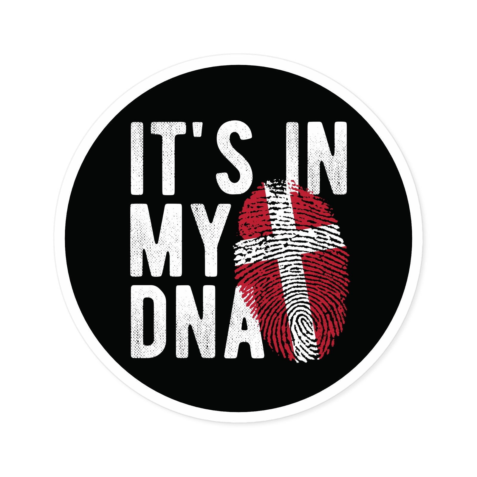 Denmark DNA Ancestry Round Sticker, Indoor Outdoor Vinyl Decal, Laptop Sticker