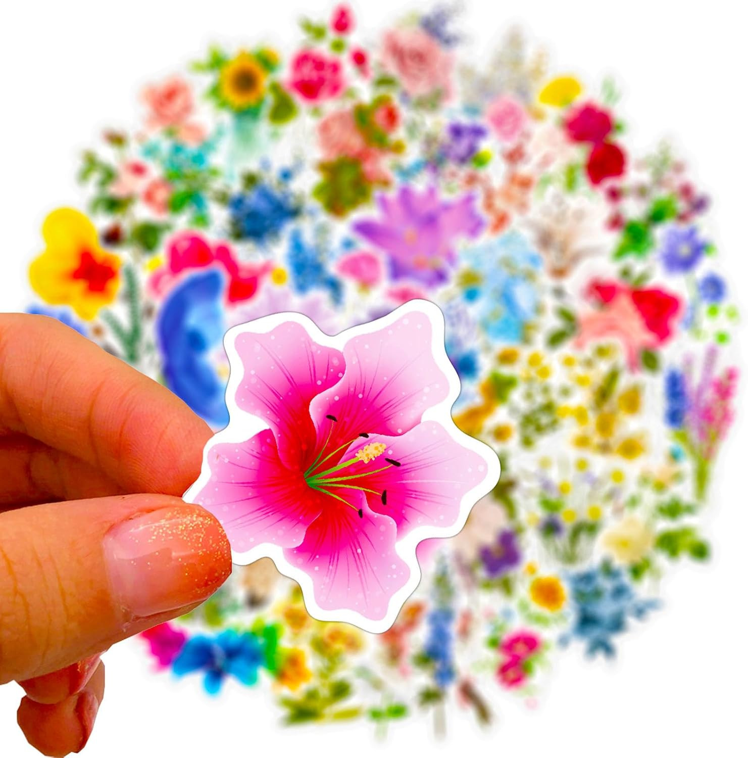 Flower Stickers for Kids Teens Girls, 100Pcs Waterproof Flower Stickers for Wate