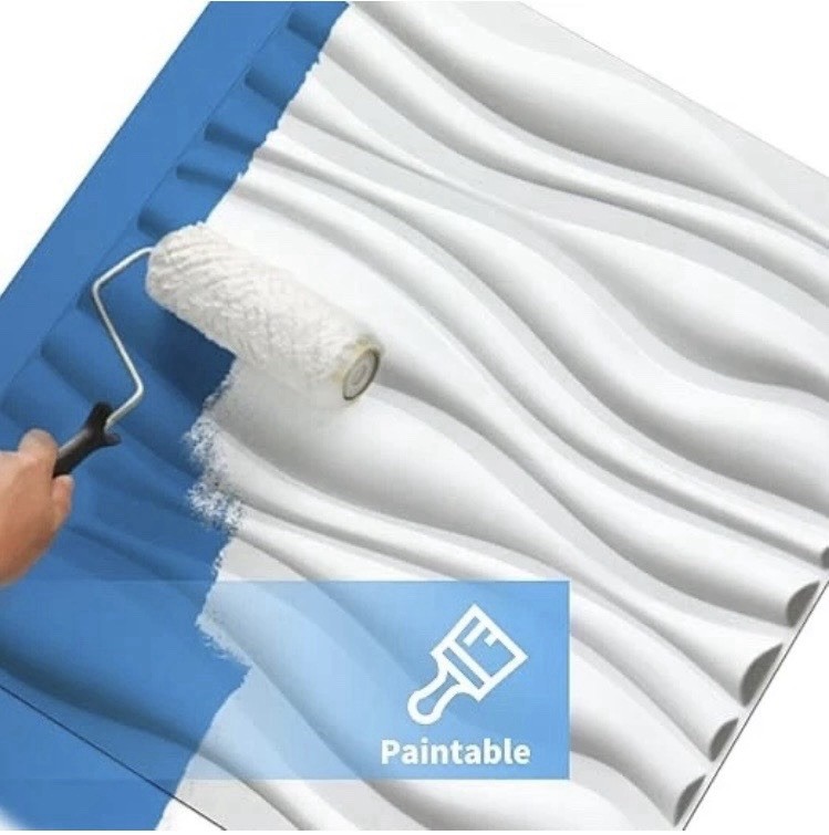 30 PIECES 3D Wall Panel Tile PVC Wave Wall Design White 11.7" x 11.7" Paintable