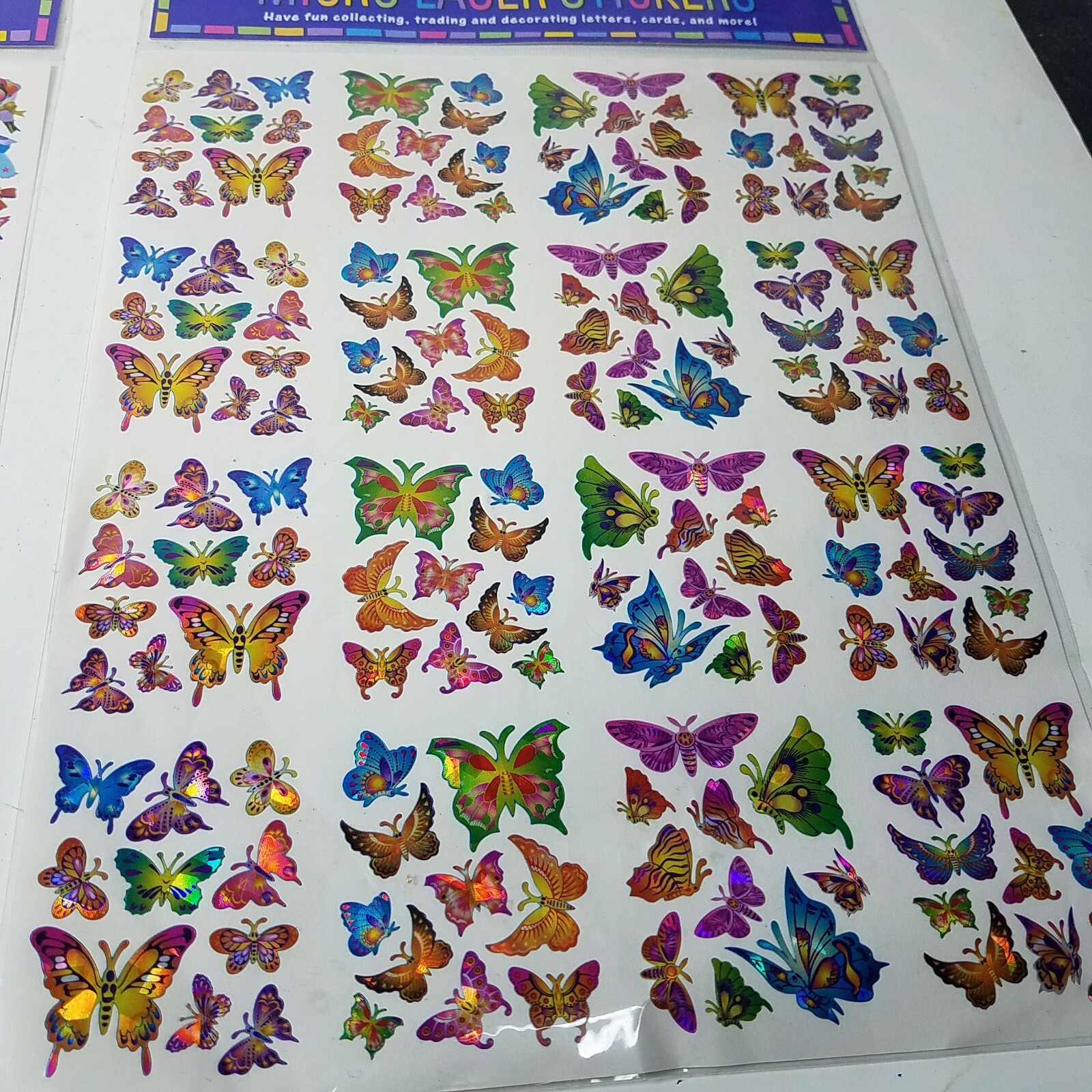 480 Pcs Micro Laser STICKERS PACK Decals Pop Art Butterflies Girls Fun Colors