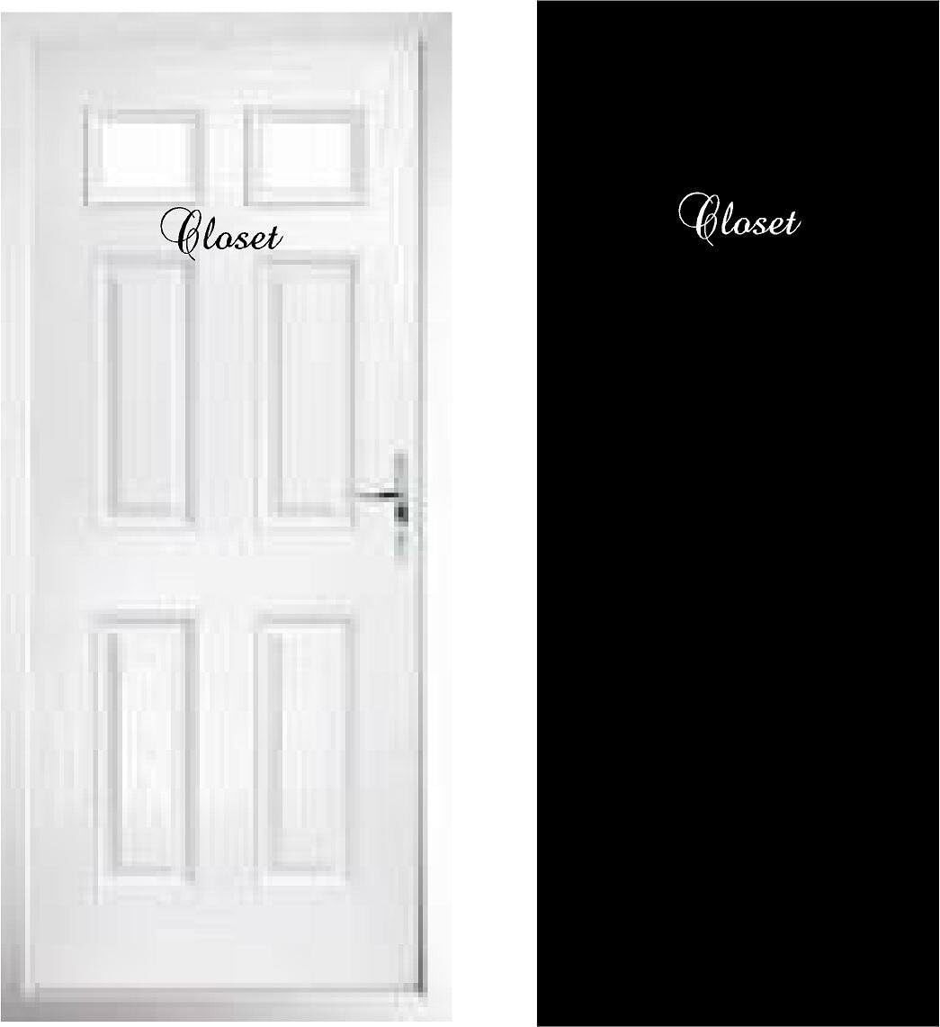 Door Decals Pantry, La Cuisine, Les Toilettes, Powder Closet (black), Black