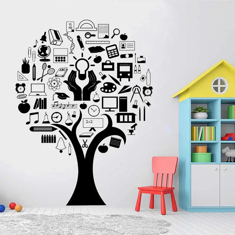 Book Tree Wall Stickers Reading Library Bookstore Science Experiment Stickers