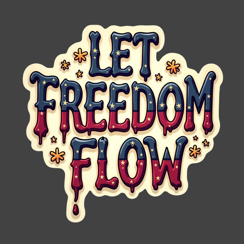 Let Freedom Flow Sticker Vinyl Decal Patriotic Drip Letters USA 2026