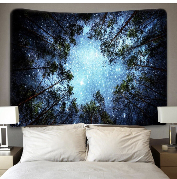 Forest Starry Tapestry Starry Sky Tapestry Moon and Stars Tapestry Galaxy