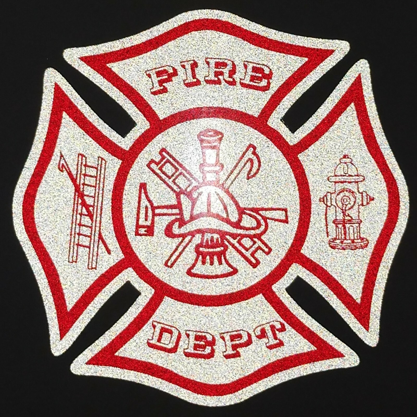 Red Reflective Maltese Cross Fire Helmet Car Decal multiple sizes