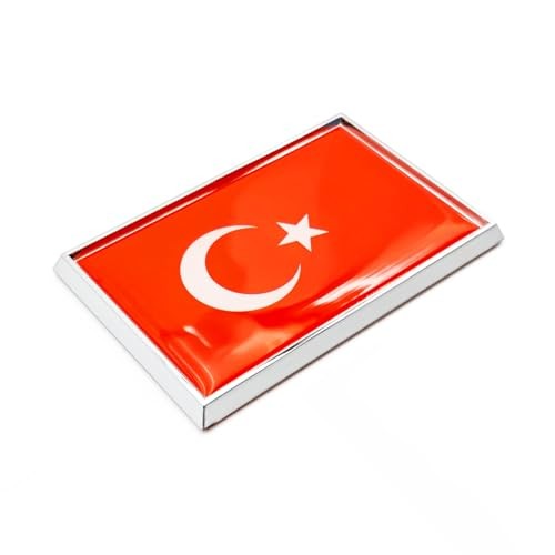 Turkey Flag Sticker Emblem Decal Turkish Car Chrome Flags, 2 Pack, 3 x 2 inches