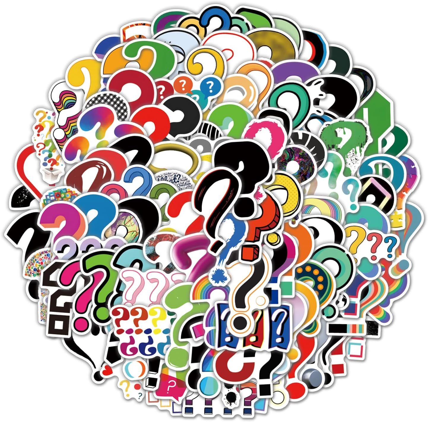 120pcs Question Mark Stickers Vinyl Waterproof Aesthetic Cartoon Decals Red