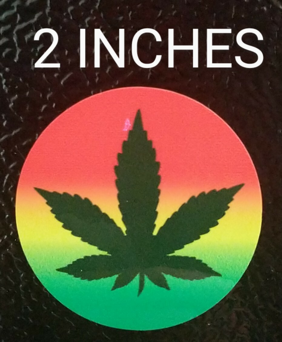 2" Pot Leaf Decals 6 Pack Red Yellow Green 420 Weed Smoker Sticker Home Decor