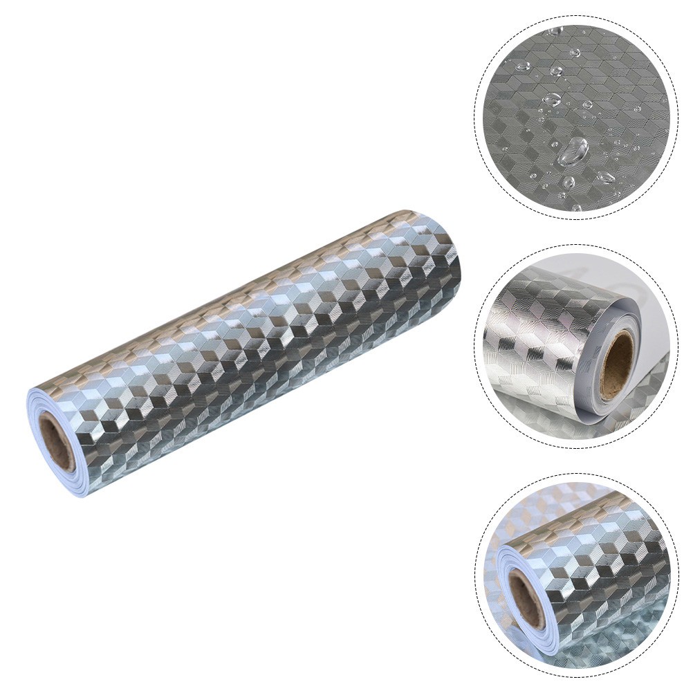 1 Roll of Kitchen Oil-proof Aluminum Foil Sticker Anti Greasy Counter Sticker
