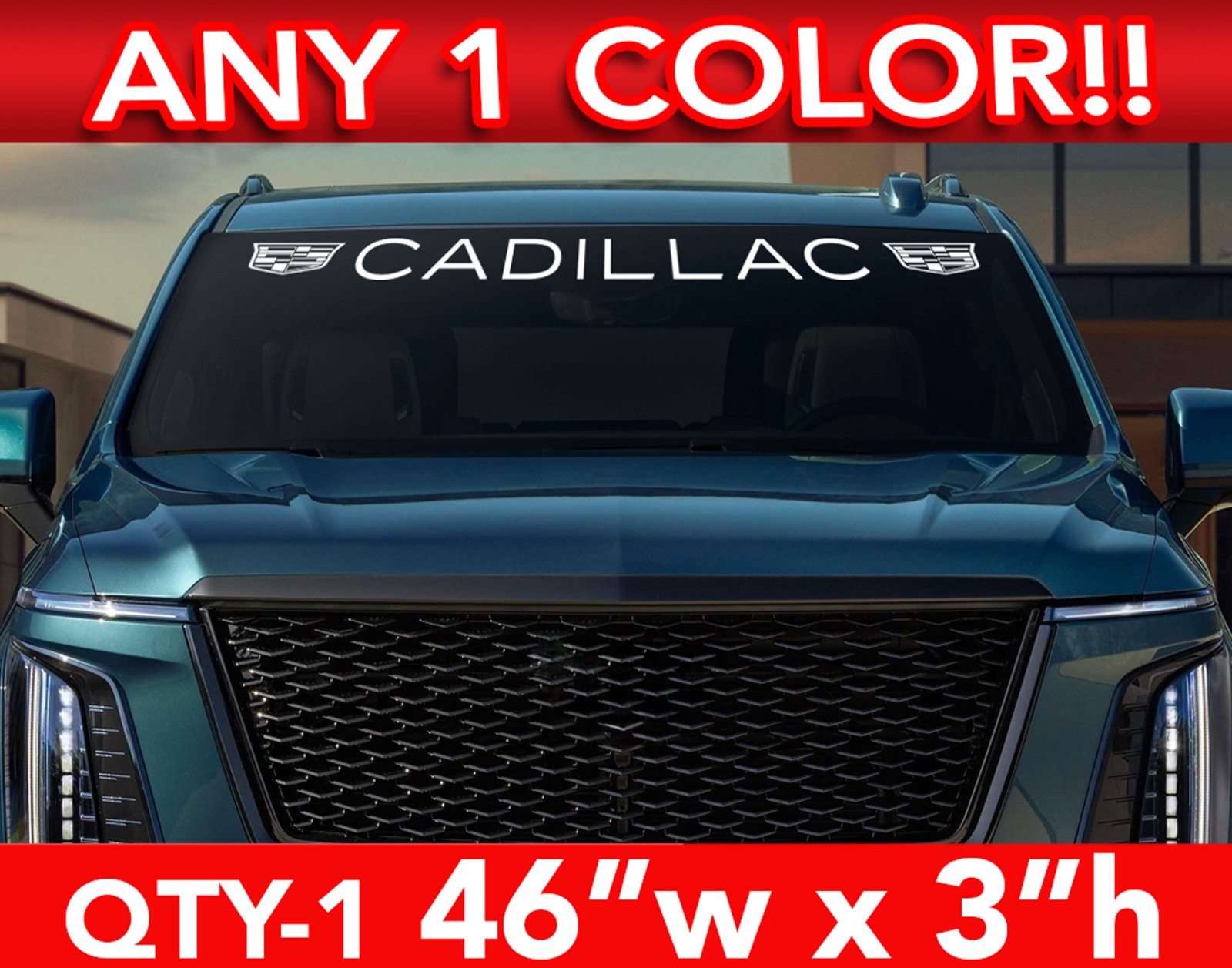 CADILLAC ESCALADE MODERN w LOGO CT5 CT4 XT6 DECAL STICKER 46"w x 3" ANY 1 Color
