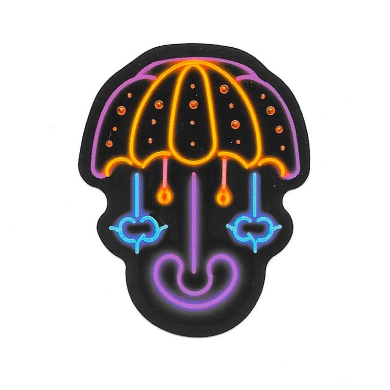 Retro Umbrella Vinyl Sticker Neon Airbrush Aesthetic Decal Glow Trippy Art Cute