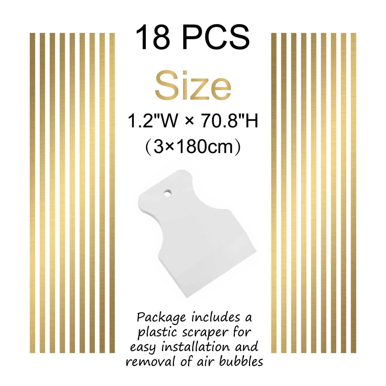 Metalic Gold Large Vinyl Modern Line Wall Decals, Peel and Stick Removable Ge…