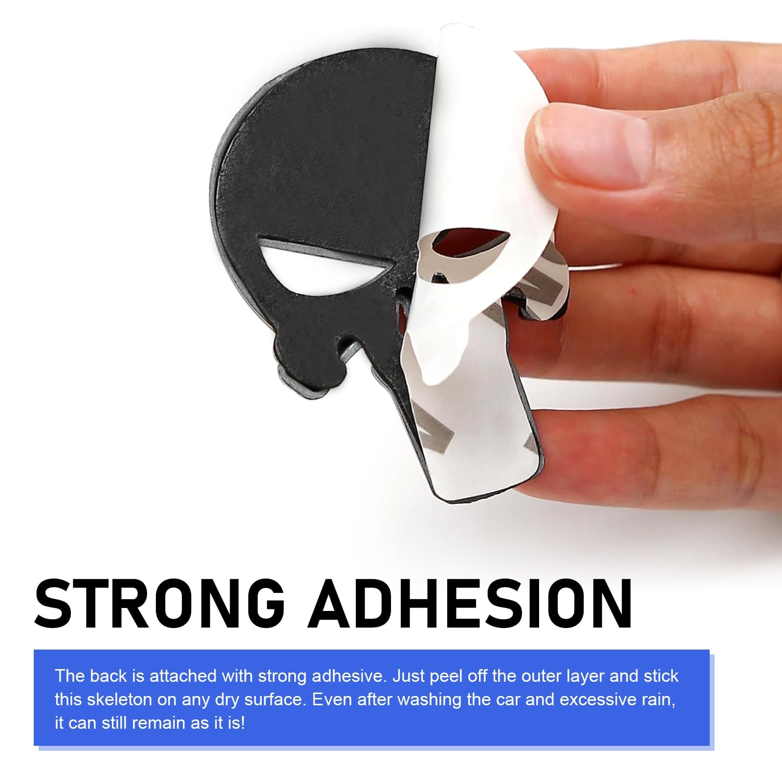 2 PCS Car Punisher Skull Sticker, 2.2" x 1.7" 3D Metal Gloss Anti-Rust Fuel T…
