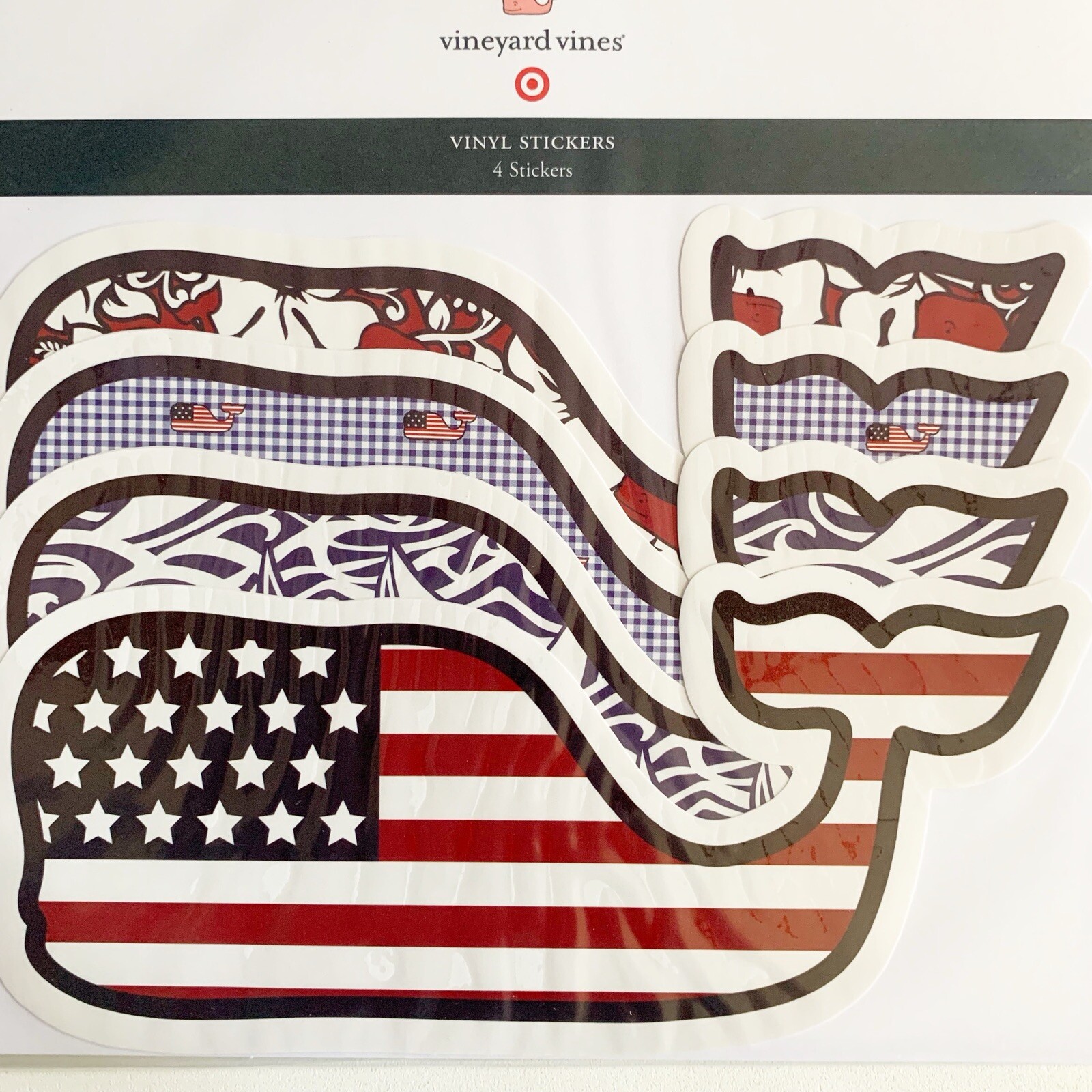 Vineyard Vines Target Vinyl Stickers Whale Patriotic 7” Large 3 Packs Of 4 (12)