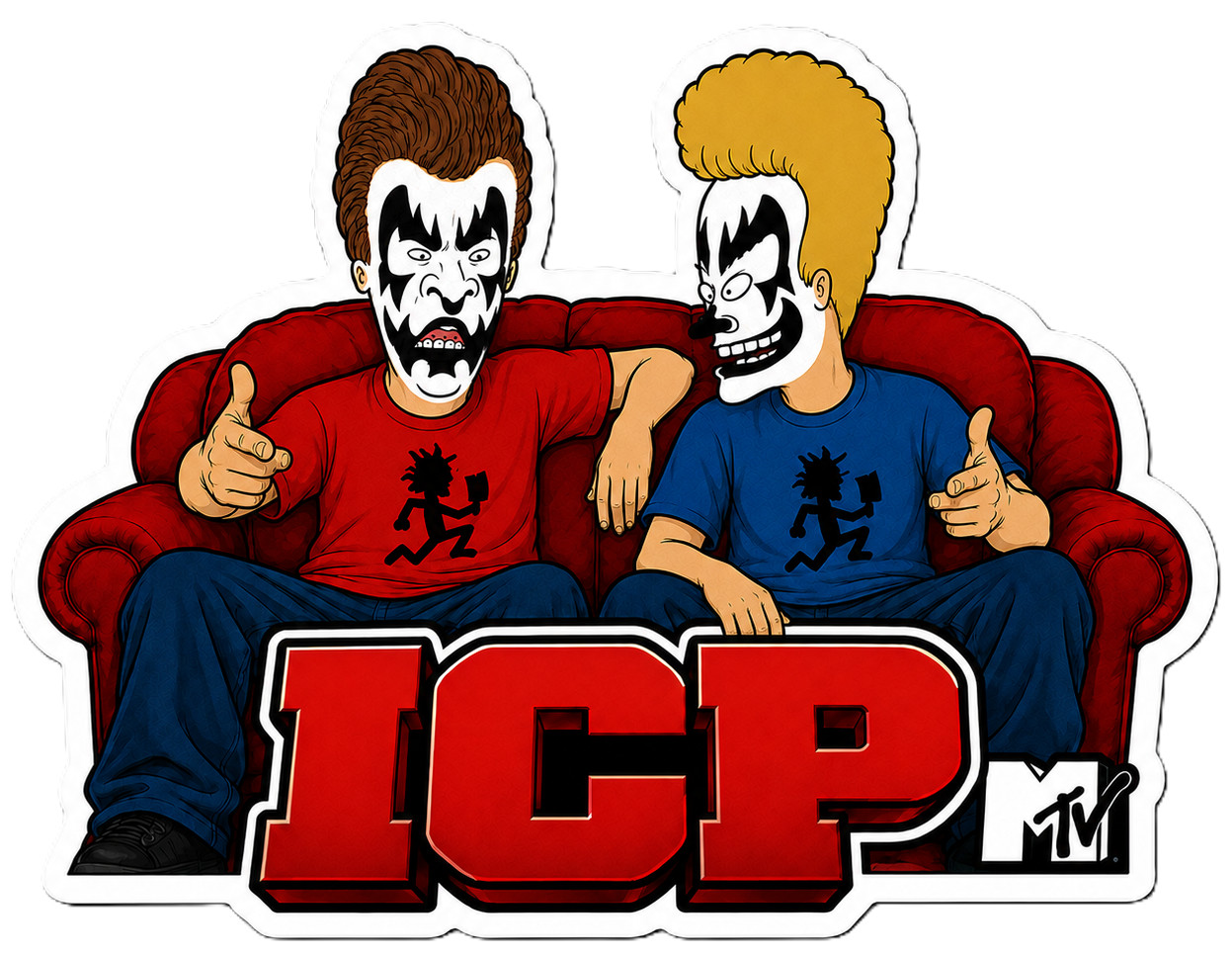 BEAVIS & BUTTHEAD – INSANE CLOWN POSSE – ICP – JUGGALO – STICKER / DECAL