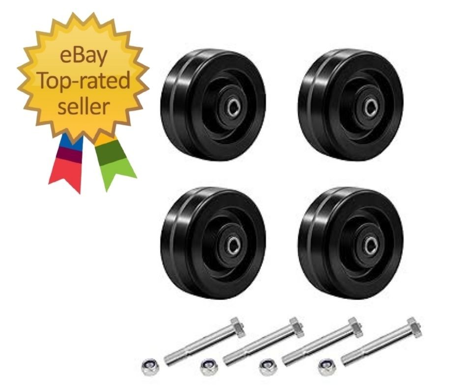 Set of 4 Heavy-Duty 5×2 Caster Wheels, Phenolic, 4000 LB Capacity, Temp -50F to