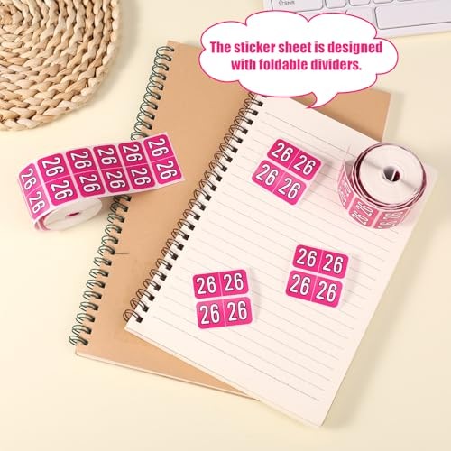 1000pcs 2026 File Folder Sticker Labels, 3/4×1-1/2 Inch Self-Adhesive Rose Red