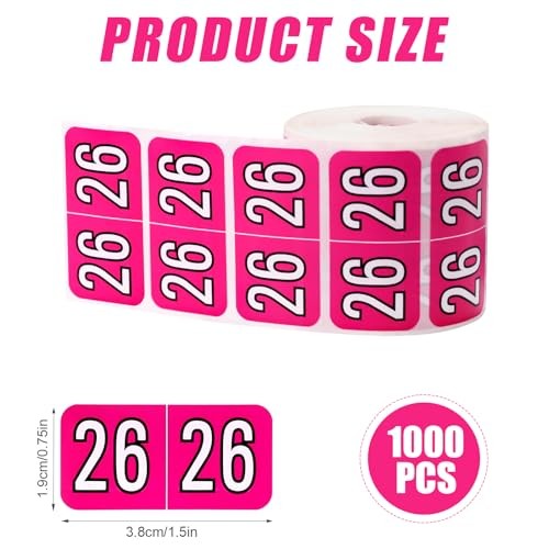 1000pcs 2026 File Folder Sticker Labels, 3/4×1-1/2 Inch Self-Adhesive Rose Red