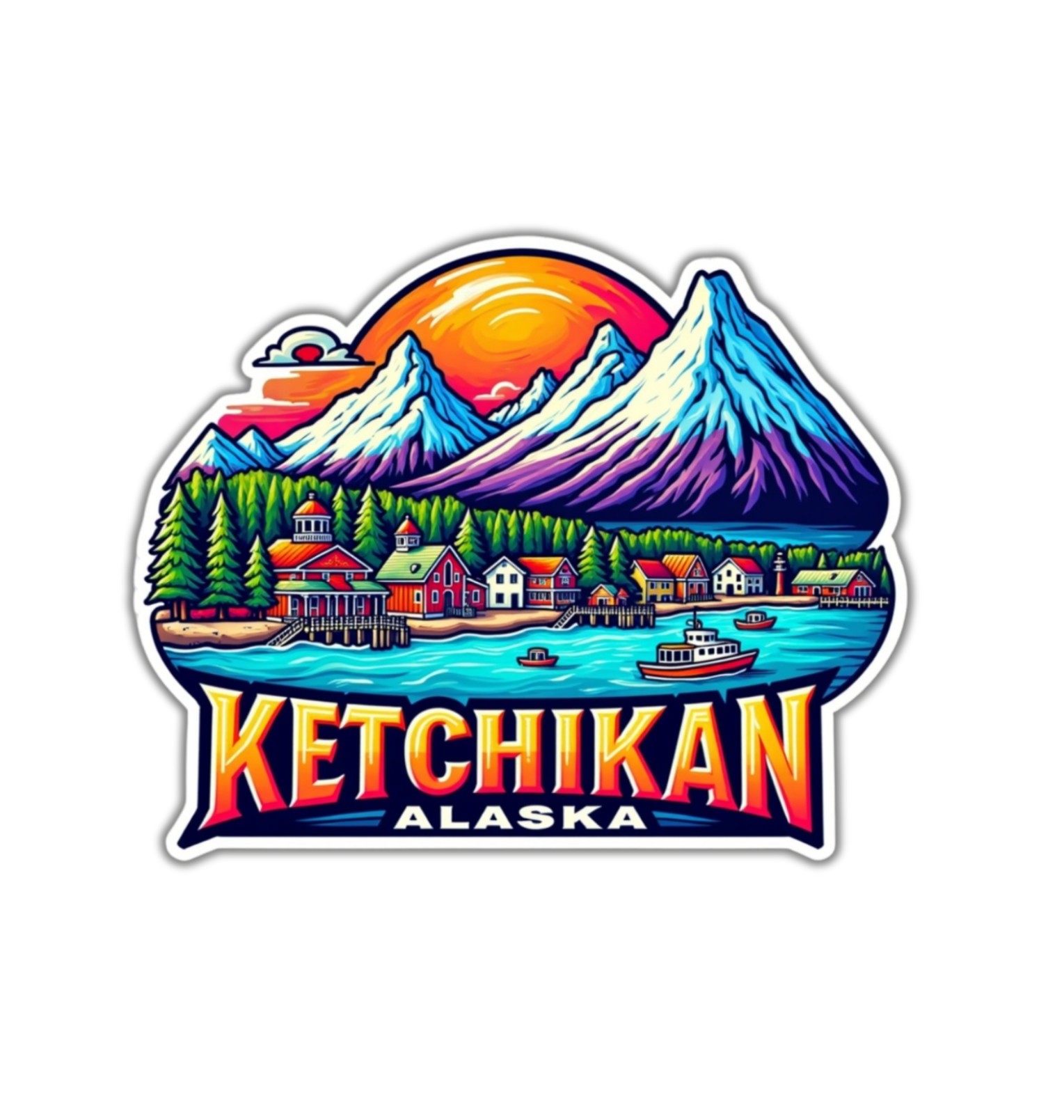 Ketchikan Alaska Fridge Magnet or Laptop Sticker