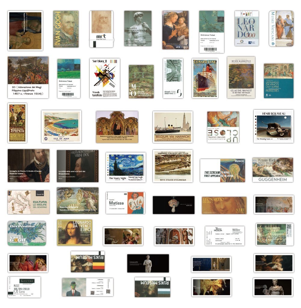 300pcs Famous Painting Vinyl Stickers, Artist Matisse Bauhaus VanGogh Monet